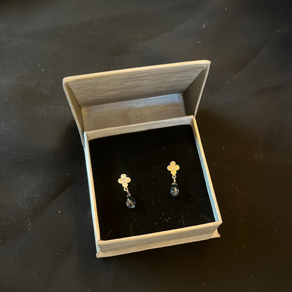 Amanda Khalsa silver and gem stud earrings NIB